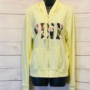 PINK Victoria’s Secret Yellow Flowered Logo Hoodie